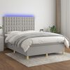 vidaXL Sommier &agrave; lattes de lit et matelas et LED Gris clair 140x190 cm