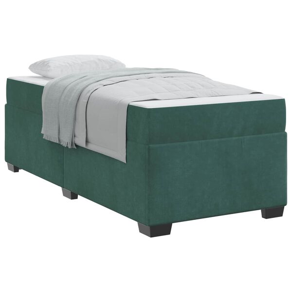 vidaXL Cadre de lit avec matelas Vert fonc&eacute; 90 x 190 cm tissu