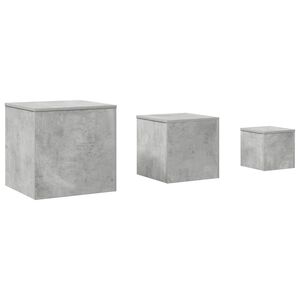 vidaXL Tables d'appoint 3 pcs Gris b&eacute;ton Bois d&rsquo;ing&eacute;nierie