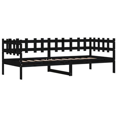 vidaXL Lit de jour sans matelas noir 90x200 cm bois de pin massif