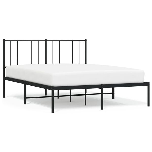vidaXL Cadre de lit m&eacute;tal sans matelas avec t&ecirc;te de lit noir 120x190cm