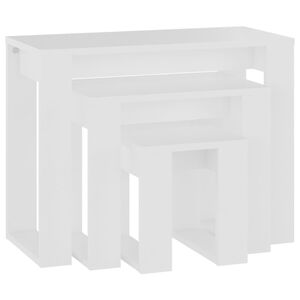 vidaXL Tables gigognes 3 pi&egrave;ces Bois d'ing&eacute;nierie blanc