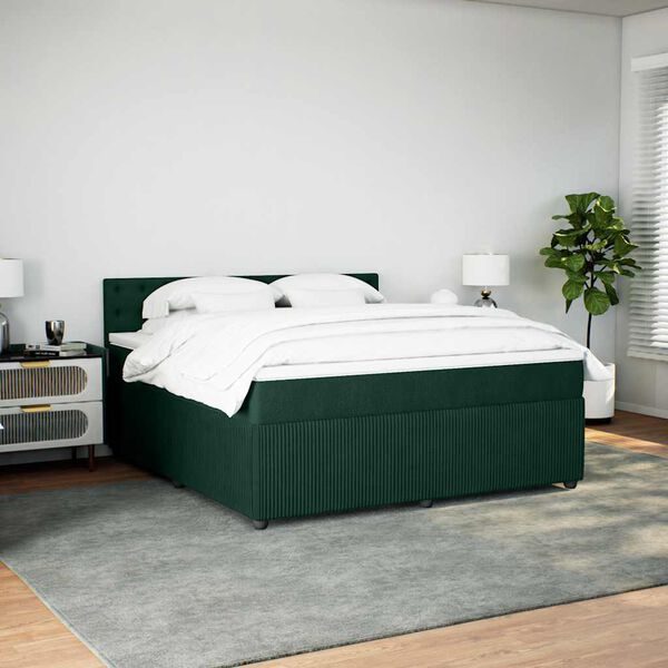 vidaXL Sommier &agrave; lattes de lit et matelas Vert fonc&eacute; 180x200cm Velours