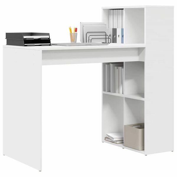 vidaXL Bureau avec étagère Blanc 108 x 55 x 103,5 cm Bois d'ingénierie