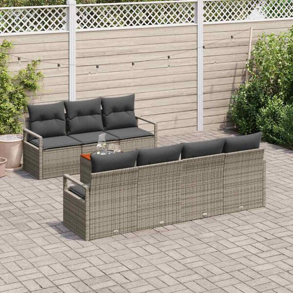vidaXL Ensemble de canap&eacute; de jardin avec stockage 8 pcs Gris polyrotin