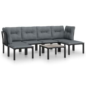 vidaXL Salon de jardin 7 pcs noir et gris r&eacute;sine tress&eacute;e