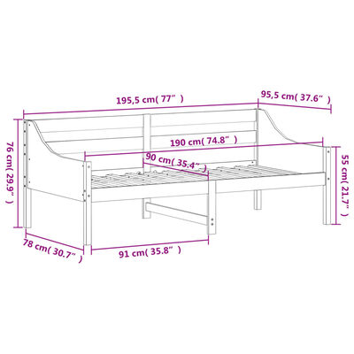 vidaXL Lit de jour sans matelas blanc 90x190 cm bois de pin massif