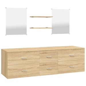 vidaXL Ensemble de meubles salle de bain 5 pcs ch&ecirc;ne bois d'ing&eacute;nierie