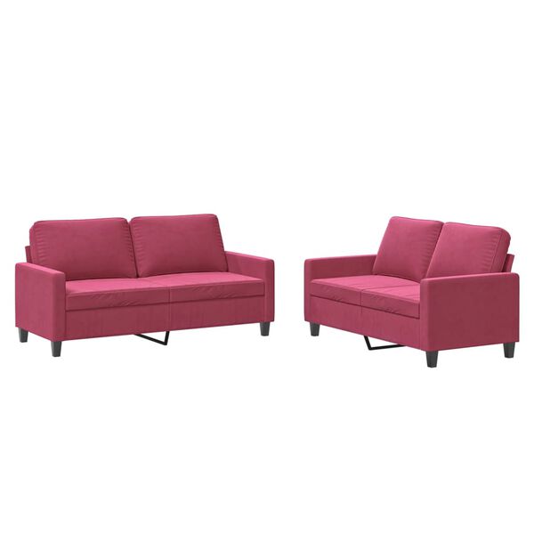 vidaXL Ensemble de canap&eacute;s 2 pcs avec coussins Rouge bordeaux Velours