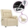 vidaXL Fauteuil &eacute;lectrique de massage Cr&egrave;me Tissu