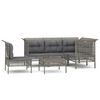 vidaXL Salon de jardin 6 pcs avec coussins Gris R&eacute;sine tress&eacute;e