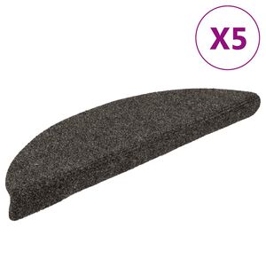 vidaXL Tapis d'escalier autocollants 5 pi&egrave;ces 56 x 17 x 3 cm Anthracite Demi-rond