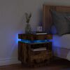 vidaXL Armoire de chevet avec lumi&egrave;res LED ch&ecirc;ne fum&eacute; 40x39x48,5 cm