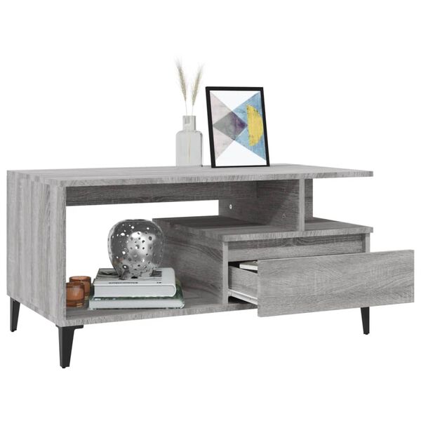 vidaXL Table basse Sonoma gris 90x49x45 cm Bois d'ingénierie