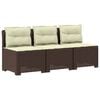 vidaXL Canap&eacute; de jardin 3 places avec coussins look rattan PP Marron