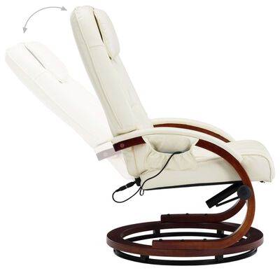 vidaXL Fauteuil de massage avec repose-pied blanc crème similicuir