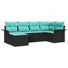 vidaXL Ensemble de canap&eacute; de jardin 6 pc Noir polyrotin