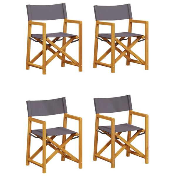 vidaXL Chaises de jardin pliables lot de 4 gris fonc&eacute; tissu
