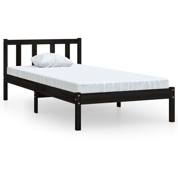 vidaXL Cadre de lit sans matelas noir bois massif 100x200 cm
