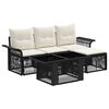 vidaXL Ensemble de canap&eacute; de jardin 5 pc Noir et blanc cr&egrave;me polyrotin