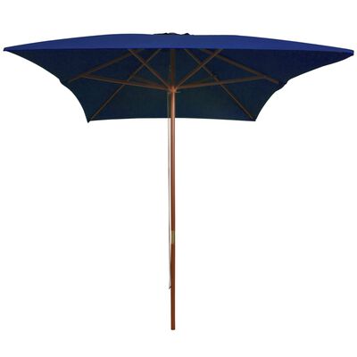vidaXL Parasol d'extérieur avec mât en bois Bleu 200x300 cm