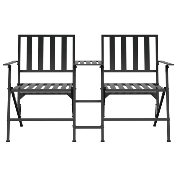 vidaXL Banc de jardin 2 places pliable 137 cm Noir Acier