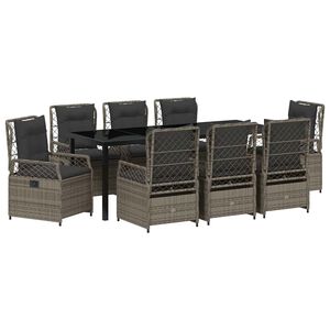 vidaXL Ensemble de salle &agrave; manger pour jardin 9 pcs Gris polyrotin