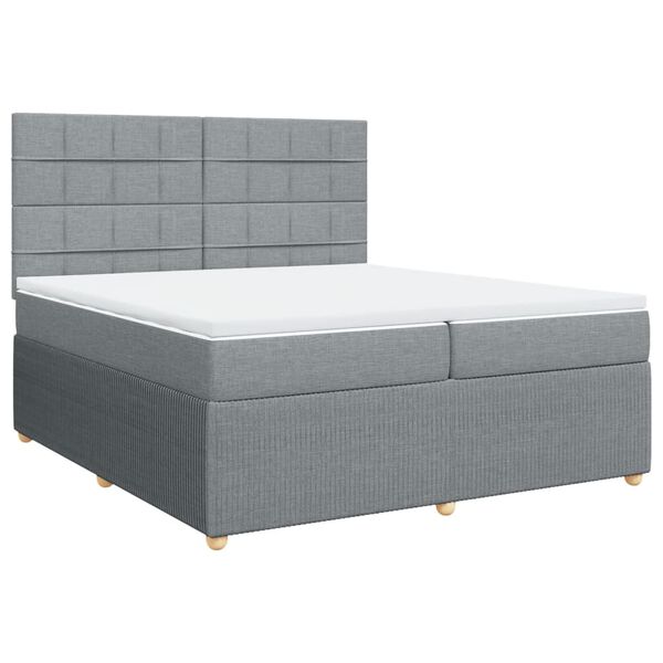 vidaXL Sommier &agrave; lattes de lit avec matelas Gris clair 200x200cm Tissu