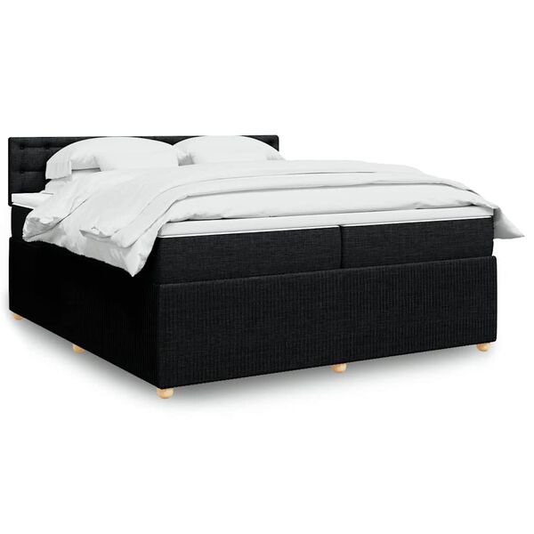 vidaXL Sommier &agrave; lattes de lit avec matelas Noir 200x200 cm Tissu