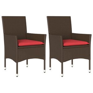vidaXL Chaises de jardin avec coussins lot de 2 marron r&eacute;sine tress&eacute;e