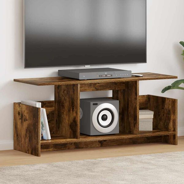 vidaXL Meuble TV Ch&ecirc;ne fum&eacute; 102 x 35 x 45 cm Bois d'ing&eacute;nierie