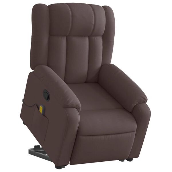 vidaXL Fauteuil inclinable de massage Marron fonc&eacute; Tissu