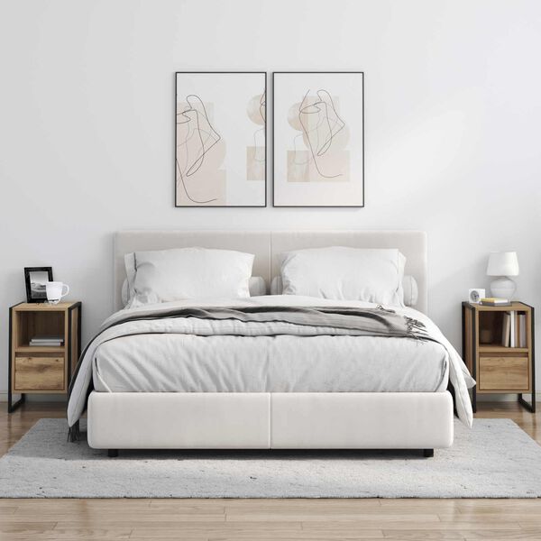 vidaXL Table de chevet 2 pcs Ch&ecirc;ne artisan 39,5 x 30 x 50 cm