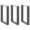 vidaXL Pieds de table &agrave; manger en U 3 pi&egrave;ces Anthracite 70 x (72-73) cm Acier