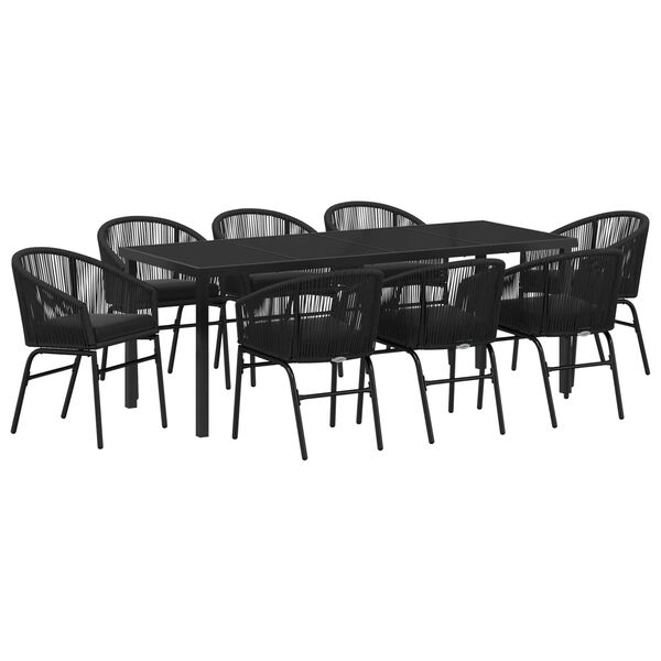 vidaXL Ensemble de salle &agrave; manger pour jardin 9 pcs Noir