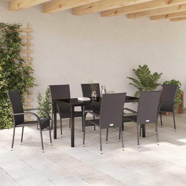 vidaXL Ensemble de salle &agrave; manger pour jardin 7 pcs Marron