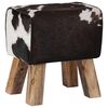 vidaXL banc 40 x 30 x 45 cm Cuir v&eacute;ritable Noir et Blanc
