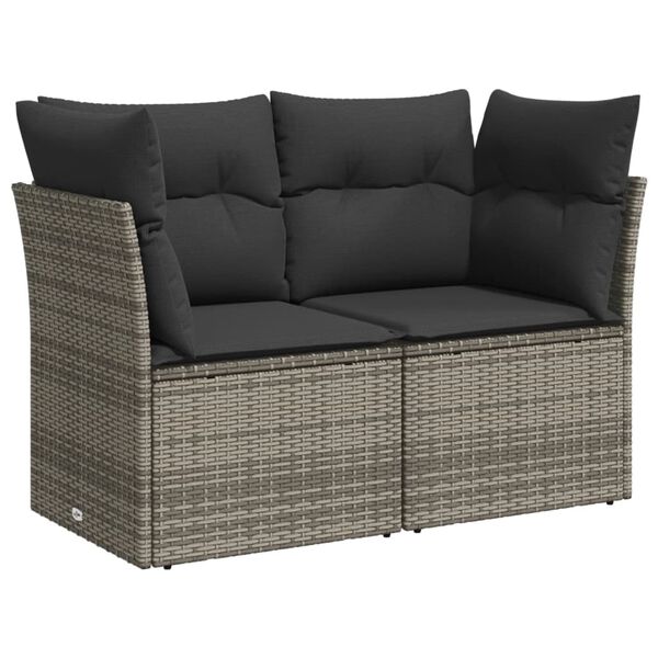 vidaXL Salon de jardin 5 pcs avec coussins gris r&eacute;sine tress&eacute;e