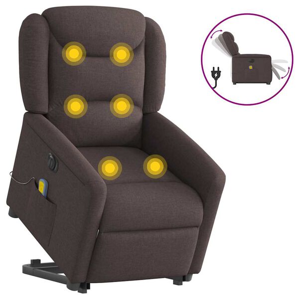 vidaXL Fauteuil inclinable de massage &eacute;lectrique Marron fonc&eacute; Tissu
