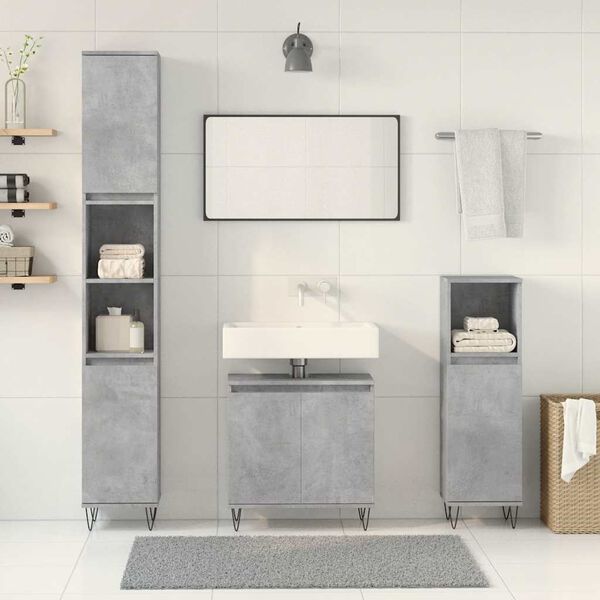 vidaXL Ensemble de meubles de salle de bain 3 pcs gris b&eacute;ton