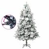 vidaXL Sapin de No&euml;l pr&eacute;-&eacute;clair&eacute; avec neige floqu&eacute;e/c&ocirc;nes 195cm PVC/PE