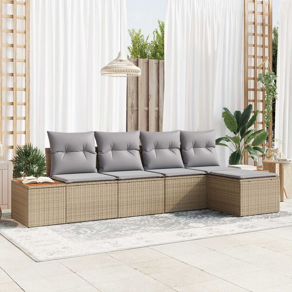 vidaXL Ensemble de canap&eacute; de jardin 5 pcs Beige et Gris clair