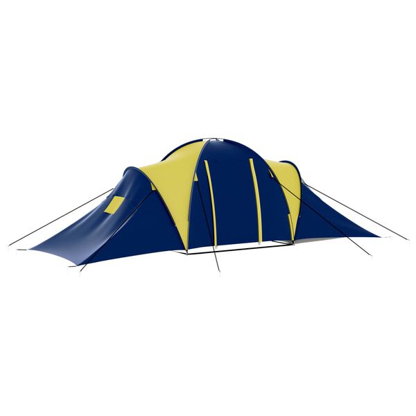 vidaXL Tente de camping tissu 9 personnes bleu et jaune