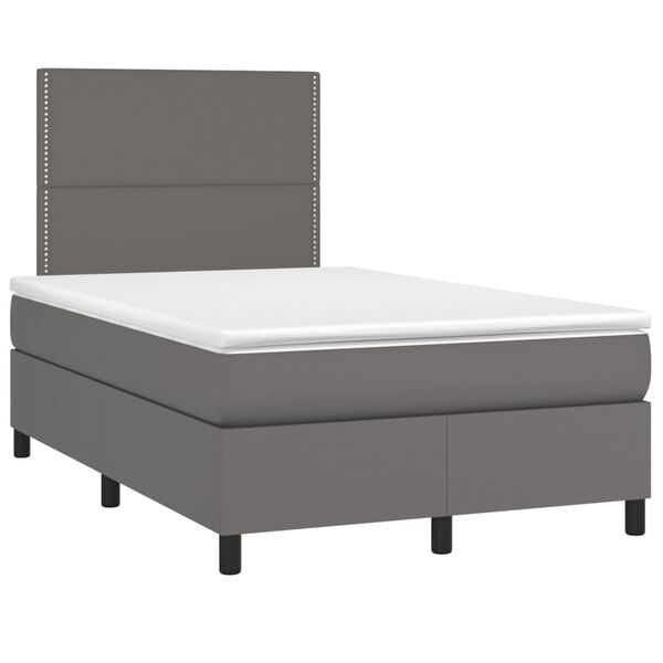 vidaXL Sommier &agrave; lattes de lit avec matelas Gris 120x200 cm Similicuir