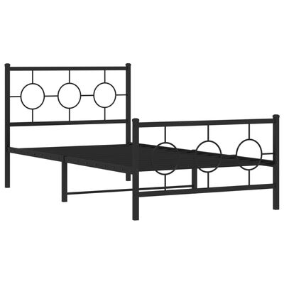 vidaXL Cadre de lit métal sans matelas et pied de lit noir 100x200 cm