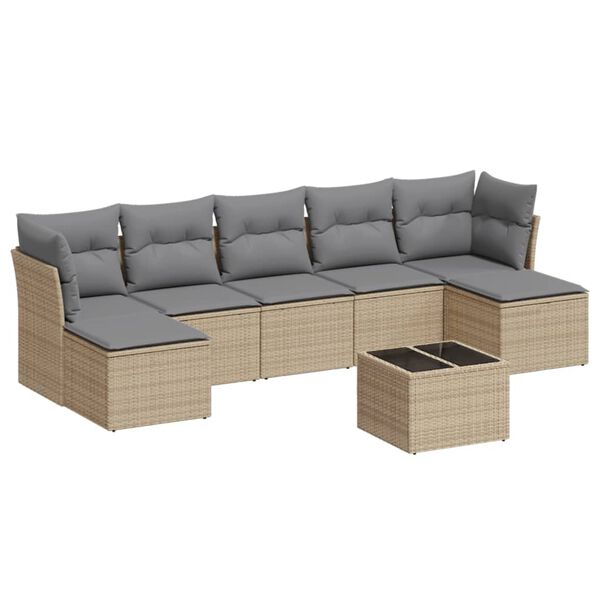 vidaXL Salon de jardin avec coussins 8 pcs beige r&eacute;sine tress&eacute;e
