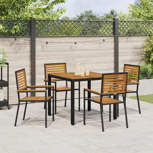 vidaXL Ensemble de salle à manger pour jardin 5 pcs Noir et Bois