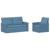vidaXL Ensemble de Canap&eacute;s 2 pcs Bleu Tissu en velours c&ocirc;tel&eacute;