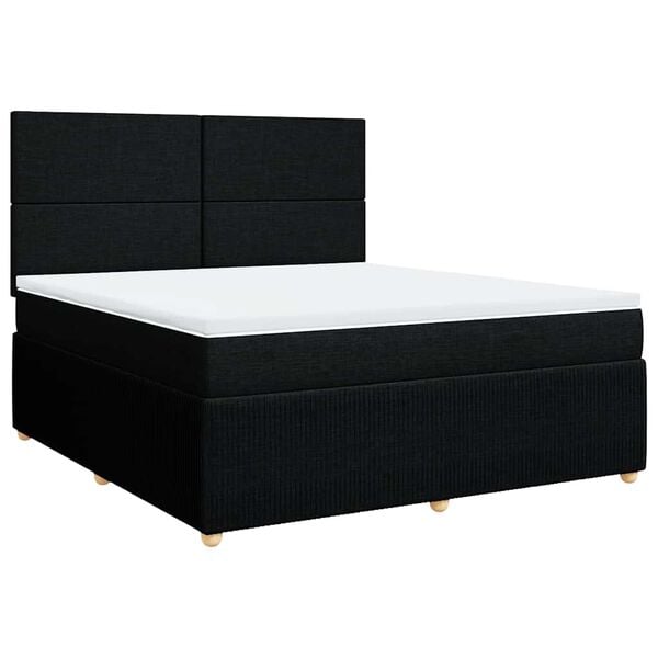 vidaXL Sommier &agrave; lattes de lit avec matelas Noir 180x200 cm Tissu