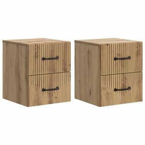 vidaXL Cabinet de chevet mural 2 pcs Ch&ecirc;ne artisanal 34,5 x 33 x 40 cm